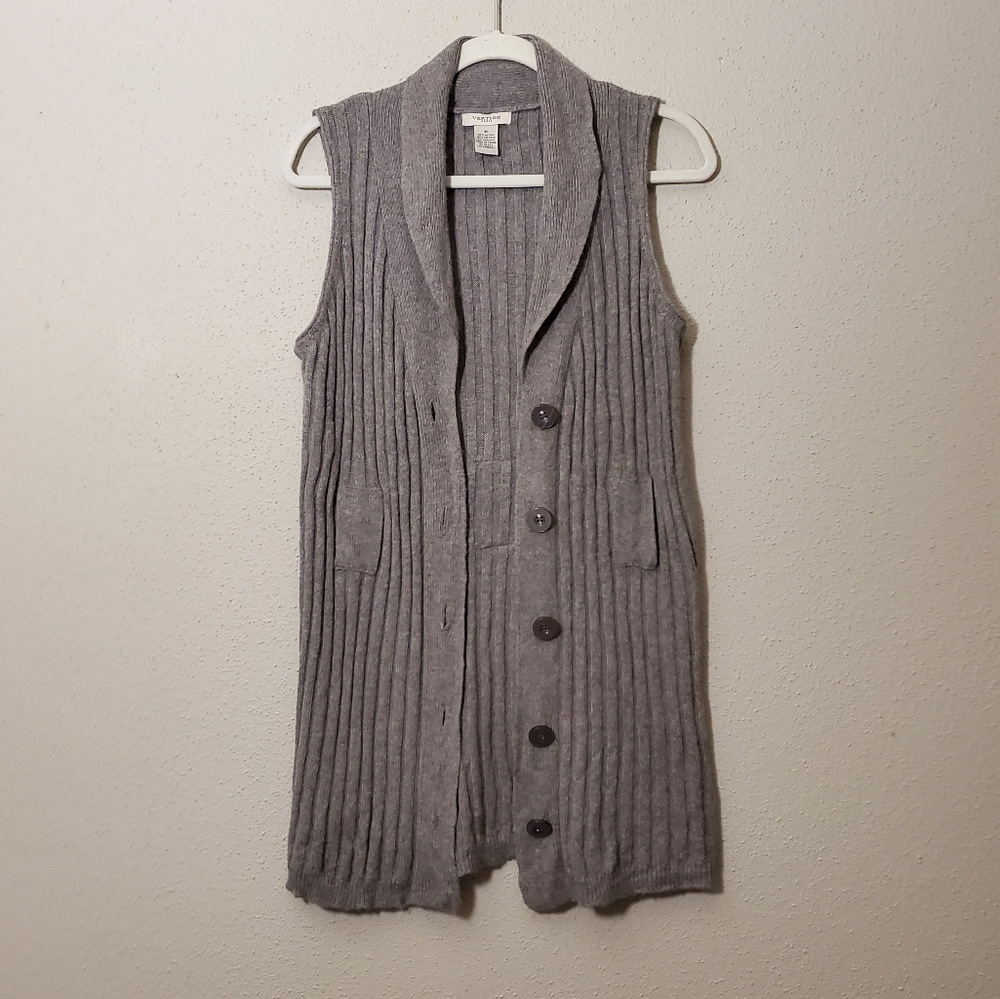 Vertigo Paris Ribbed Long Sweater Vest Sz Med